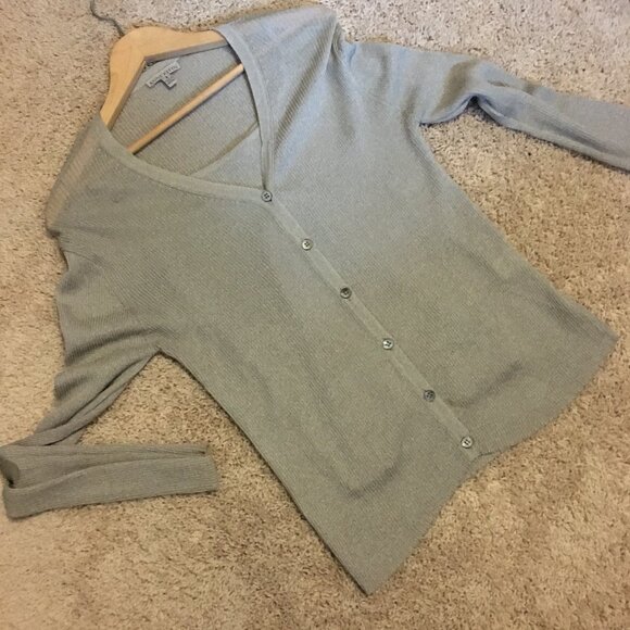 Vintage USA Made Anne Klein Silvery Button Down Cardigan + Camisole Set - Picture 11 of 16